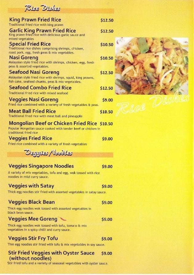 Menu at Golden Star Noodle Bar, Ascot