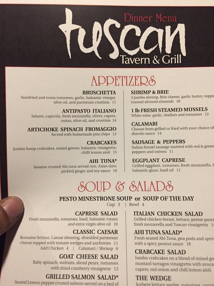 Menu at Tuscan Tavern & Grill steakhouse, Lake Geneva