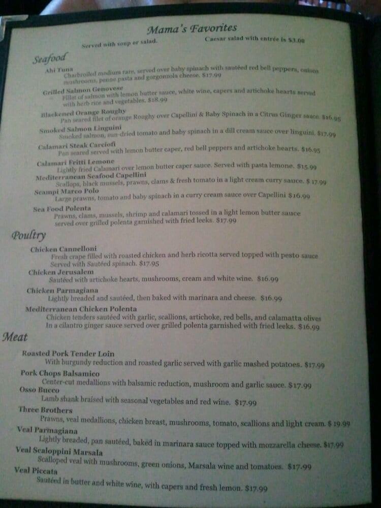 Menu at Mama Mia's Mediterranean and Italian Cuisine restaurant, Gilroy ...