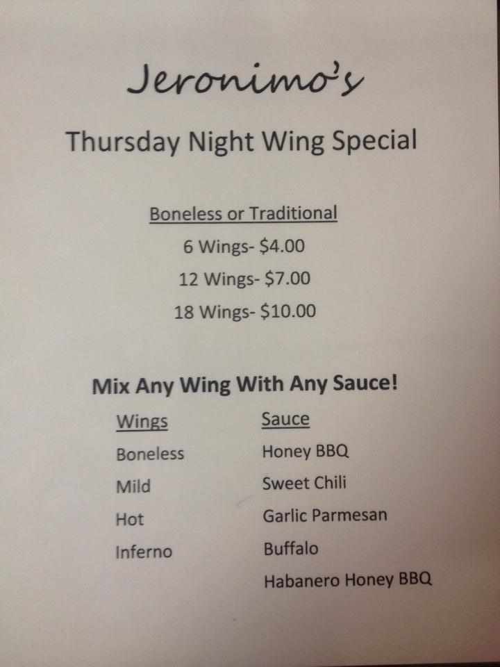 Menu at Jeronimo's Bar & Grill, Springbrook