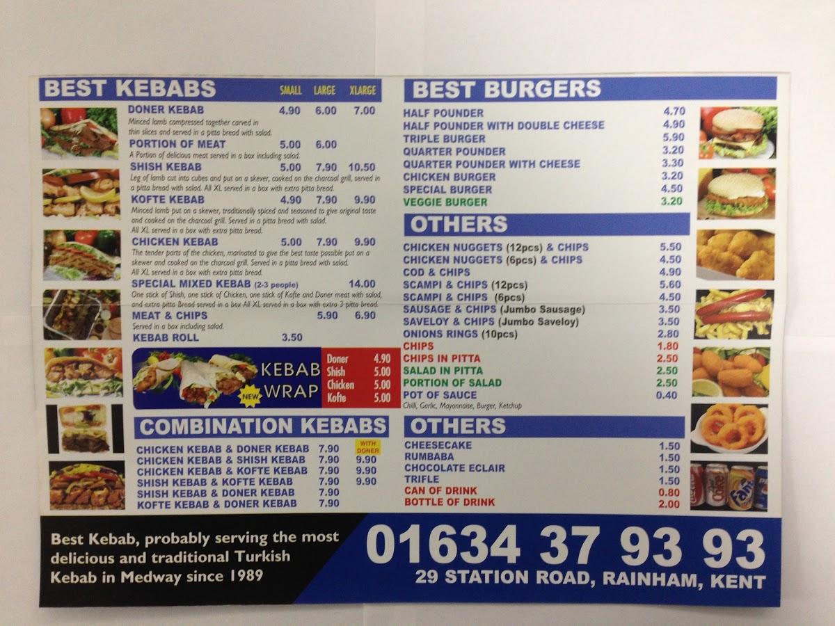 Menu at Rainham Best Kebab fast food, Gillingham