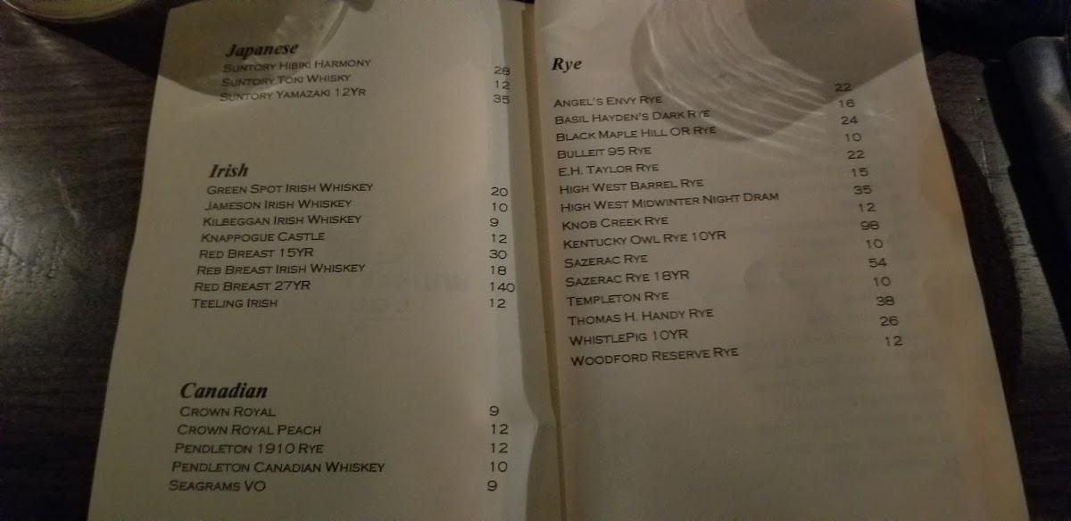 Menu at Whiskey Barrel Lounge, Happy Valley