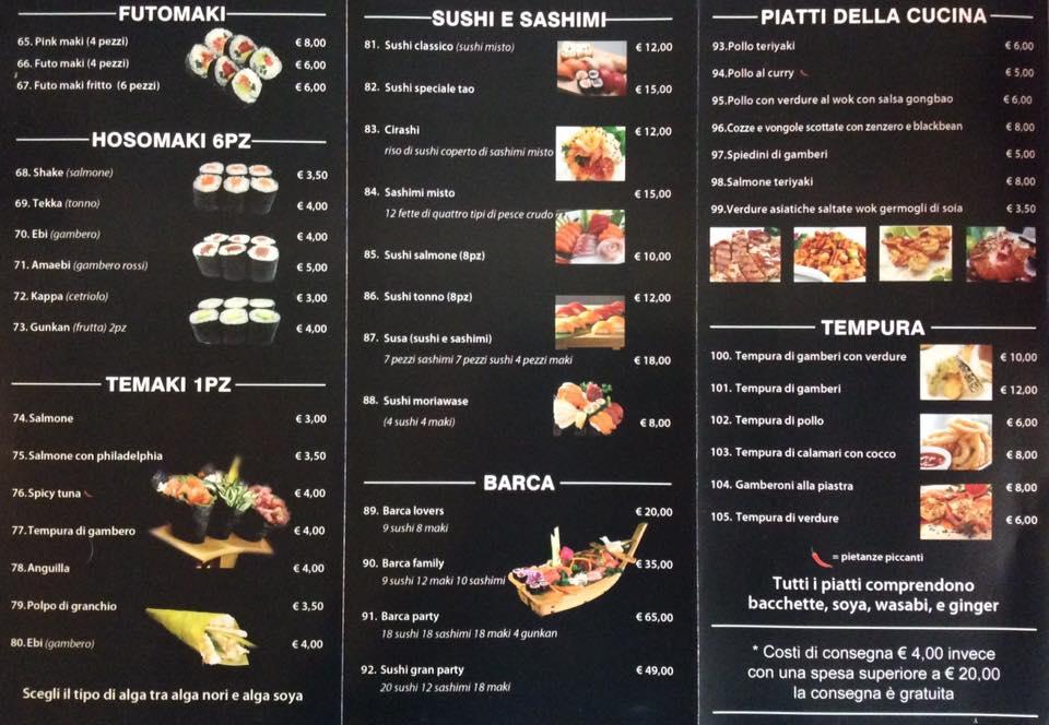 Menu da Ristorante Giapponese Tao Arezzo