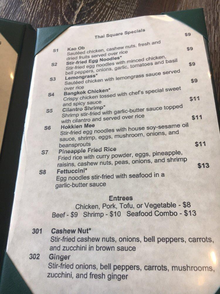 Menu at Thai Square desserts, Greensboro