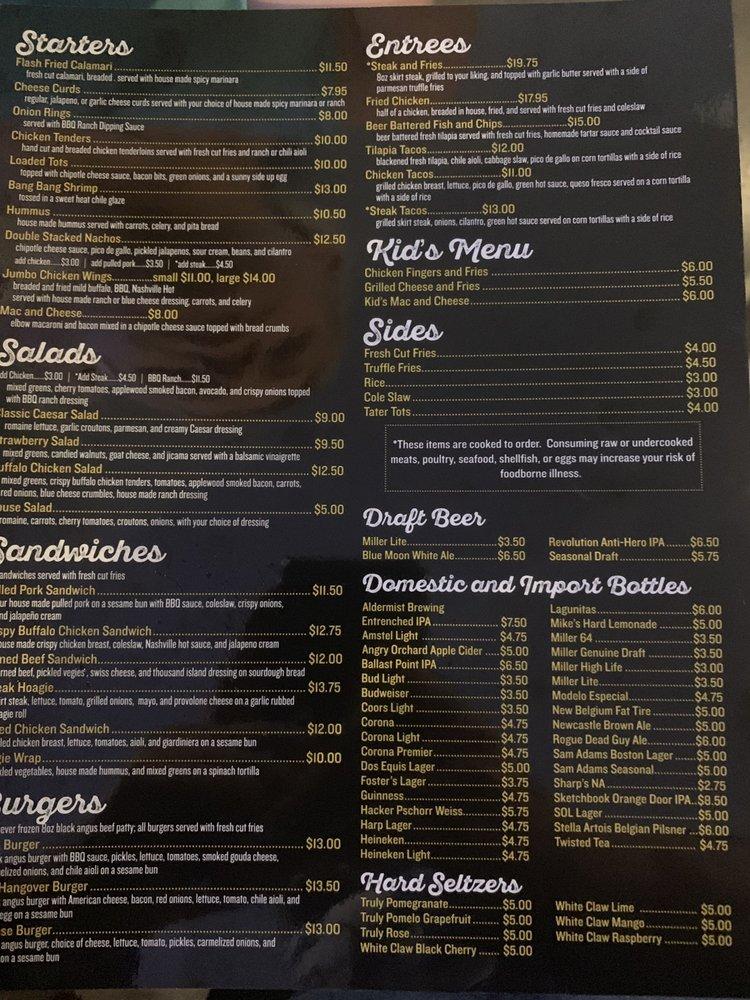 Carta de Coach's Bar & Grill, Chicago
