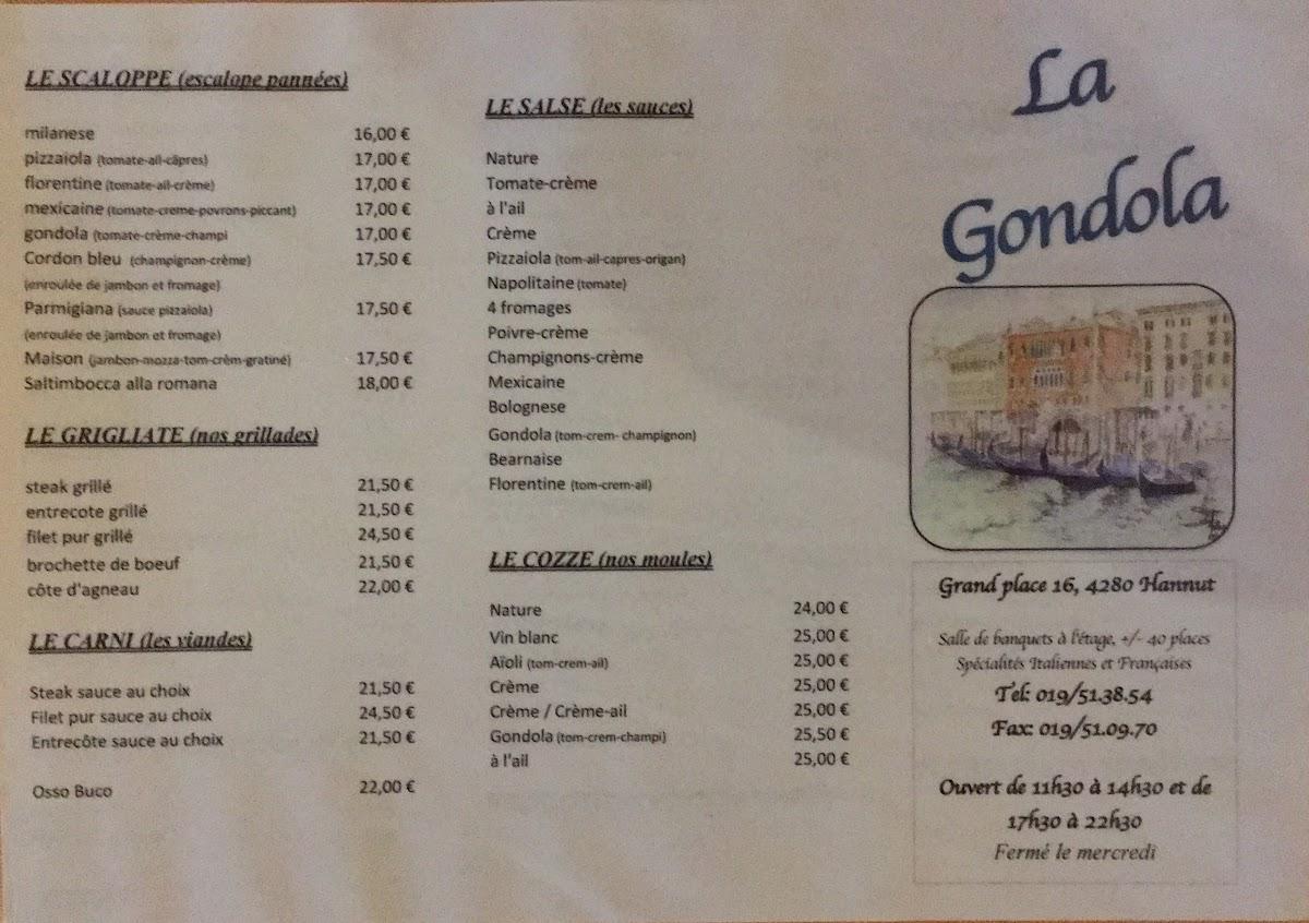 Menu au La Gondola, Hannut