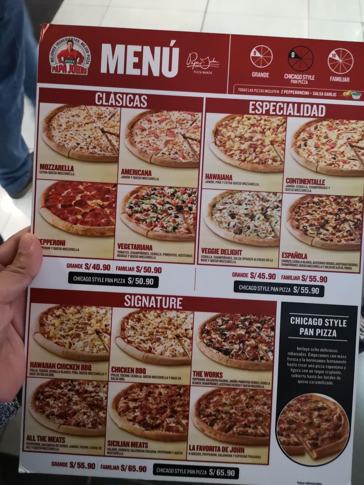 Menu at Papa John's Pizza restaurant, Trujillo, CC. Real Plaza Trujillo