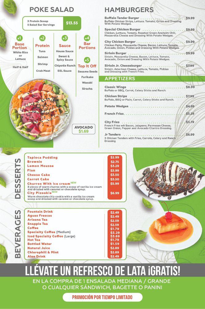 Carta del restaurante City Salads, Nogales