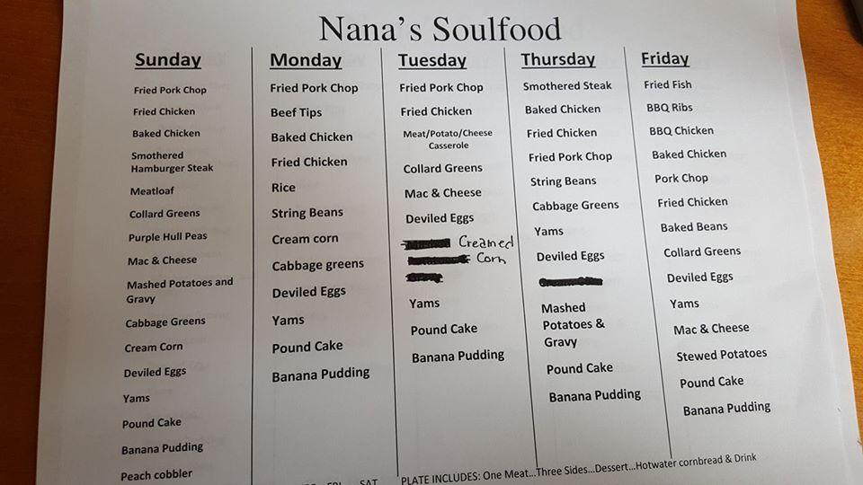 Menu At Nana S Soulfood Restaurant Ruston   Ree2 NaNas Soulfood Menu 