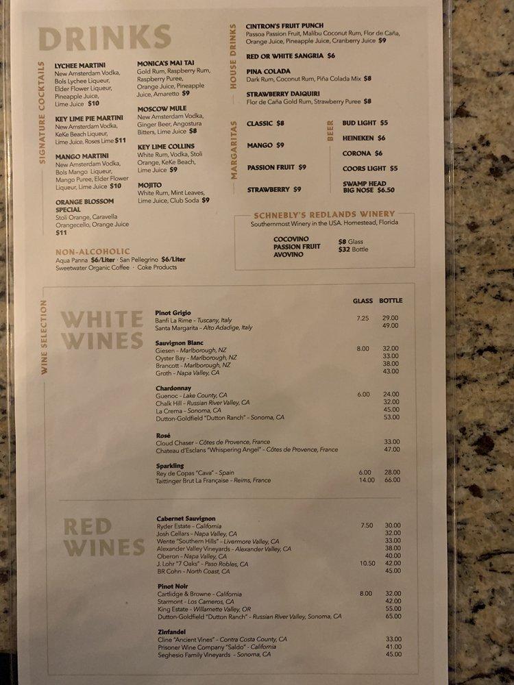 Menu at Cintrón A Floribbean Restaurant, Gainesville