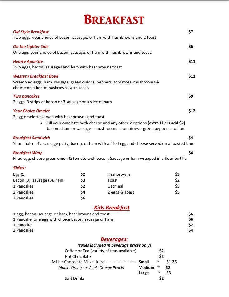 Menu at Shelly Mom's Kitchen restaurant, Rivers