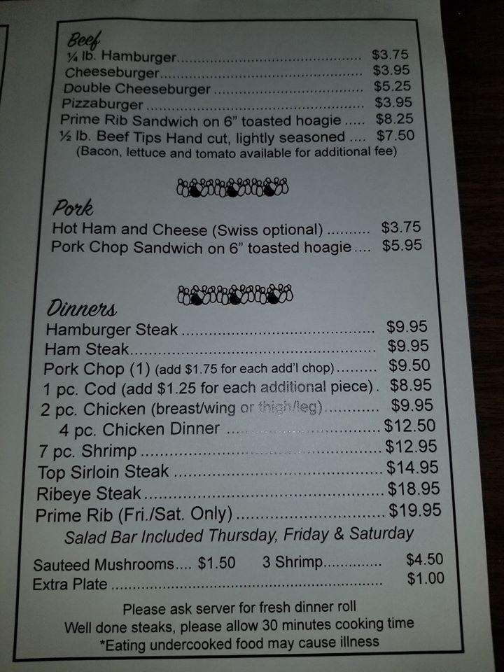 Menu at Boscobel Bowling & Banquet LLC fast food, Boscobel