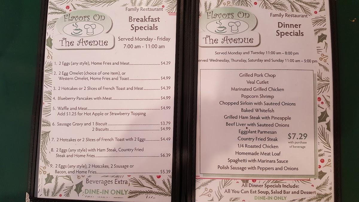 Menu at Joey's Avenue Eatery restaurant, Wickliffe