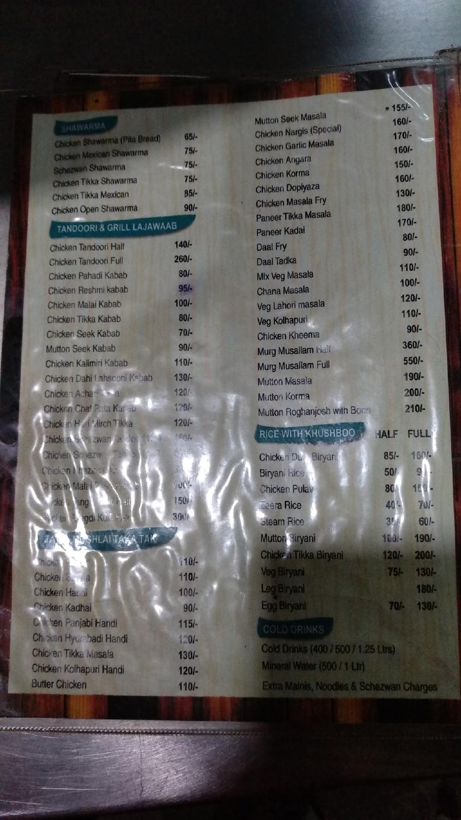 Menu at KABAB KORNER, Ratnagiri