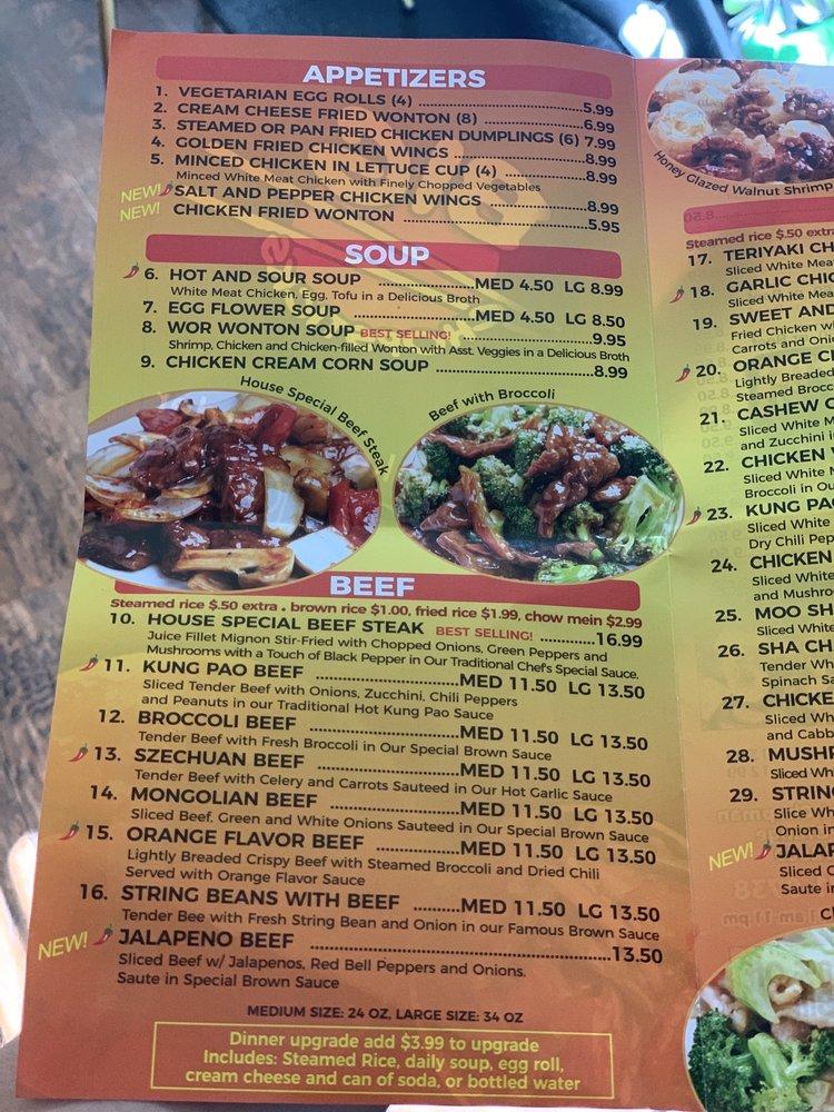 Menu at Big Chopsticks restaurant, Buena Park