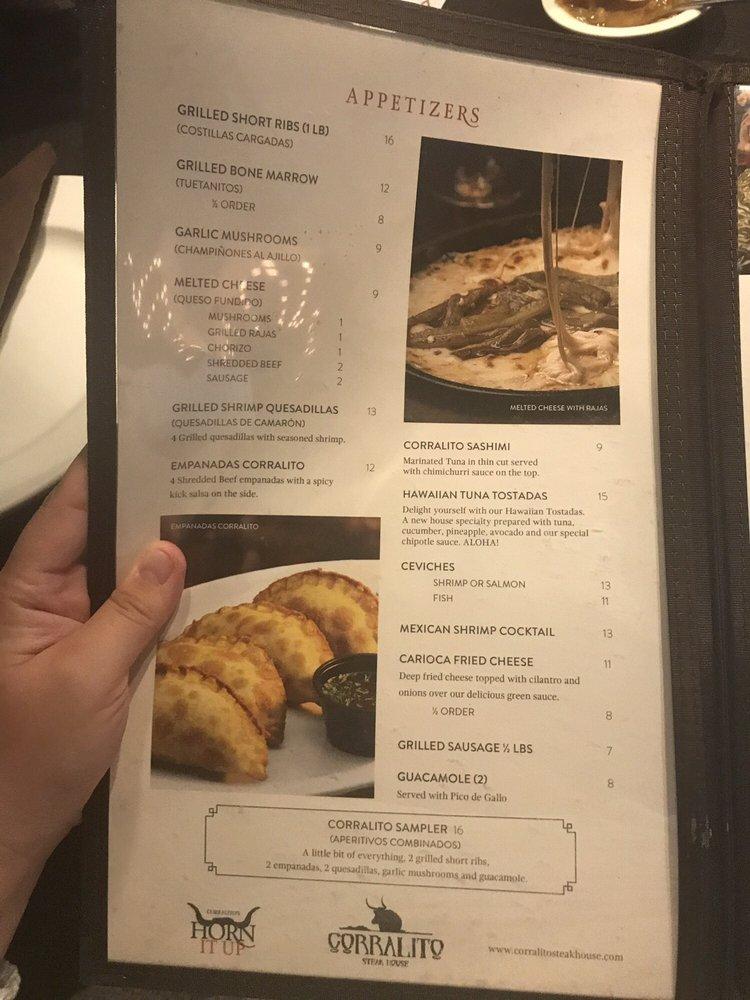 Menu at Corralito Steak House (5800 Doniphan) steakhouse, El Paso