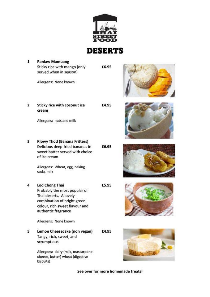 Menu at Thai Street Food restaurant, Worthing