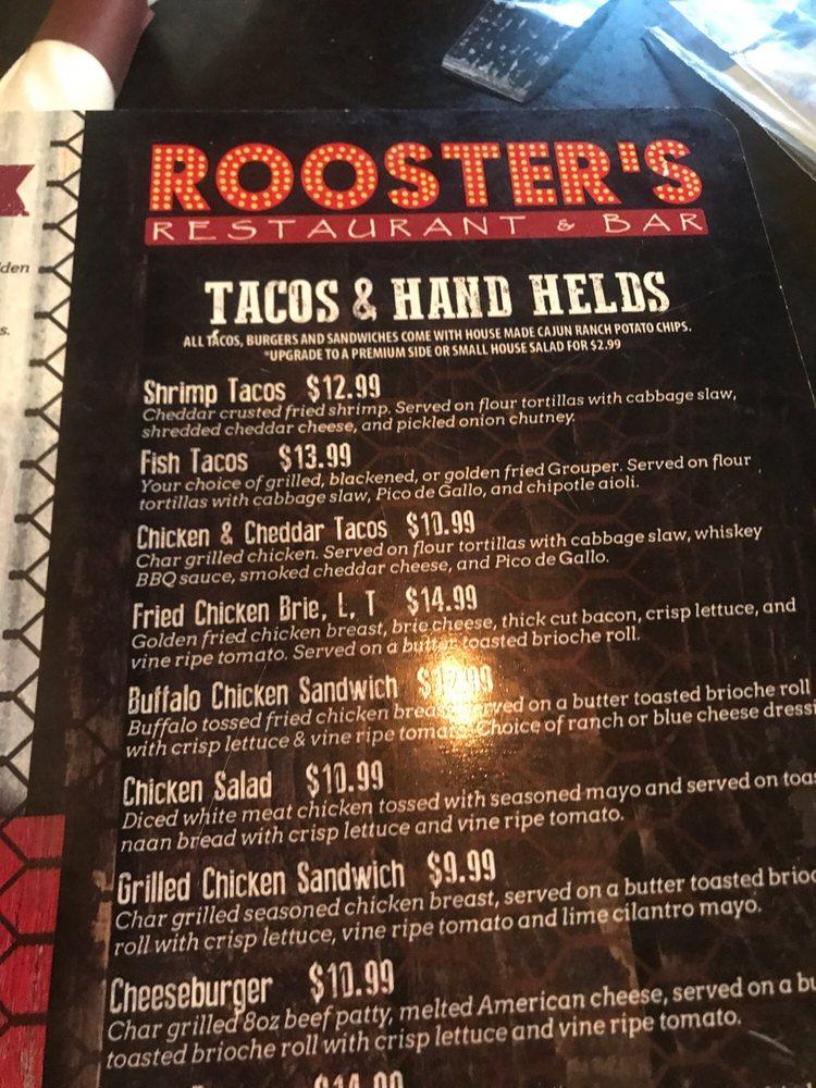 Menu at Roosters Restaurant & Bar, Myrtle Beach, Celebrity Cir