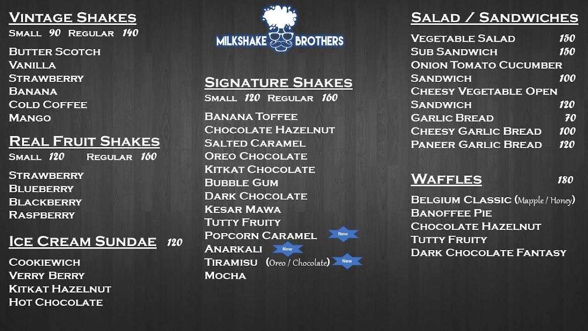 Milkshake Brothers menu