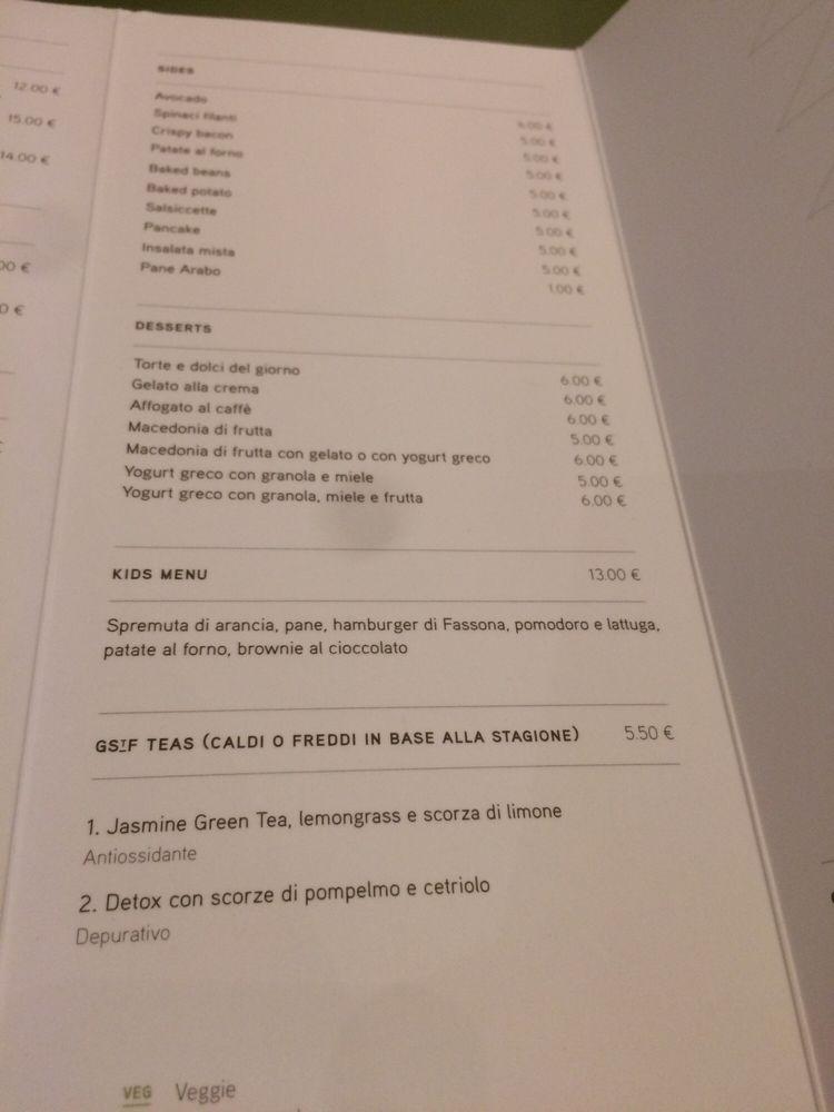 Speisekarte von god save the food nachtisch mailand via tortona