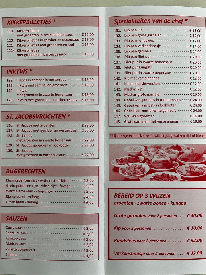 Menu at Wai Wah, HeistopdenBerg
