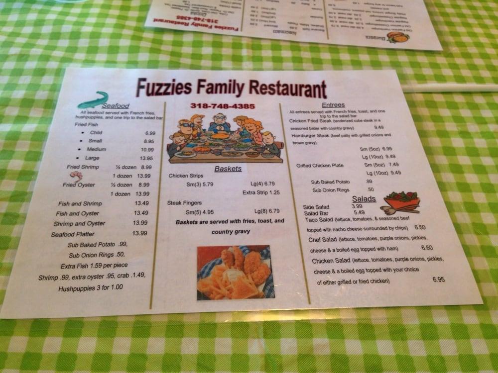 Menu at Fuzzie's Restaurant, Glenmora