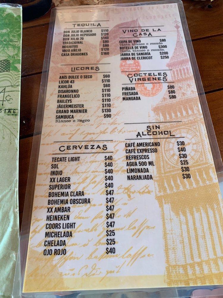 Menu at La Monina restaurant, San Miguel de Cozumel, Av. Rafael E. Melgar  s/n