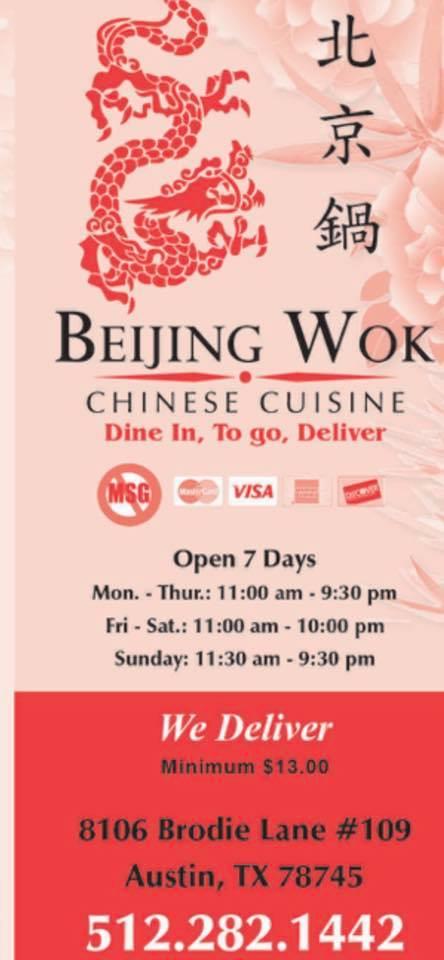 Beijing Wok Chinese Restaurant in Austin Restaurant menu and reviews