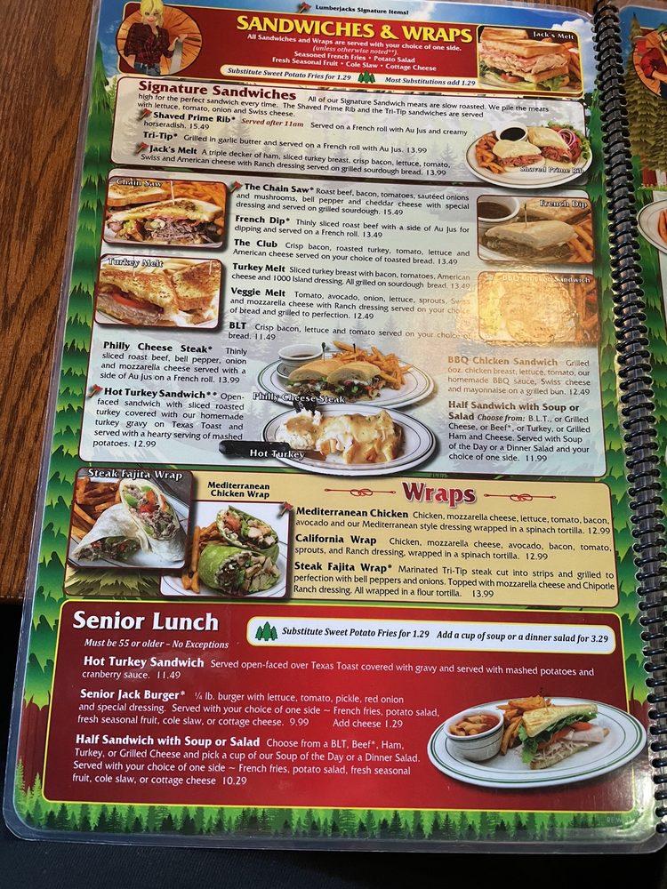 Menu at Lumberjack's Restaurant, Willits