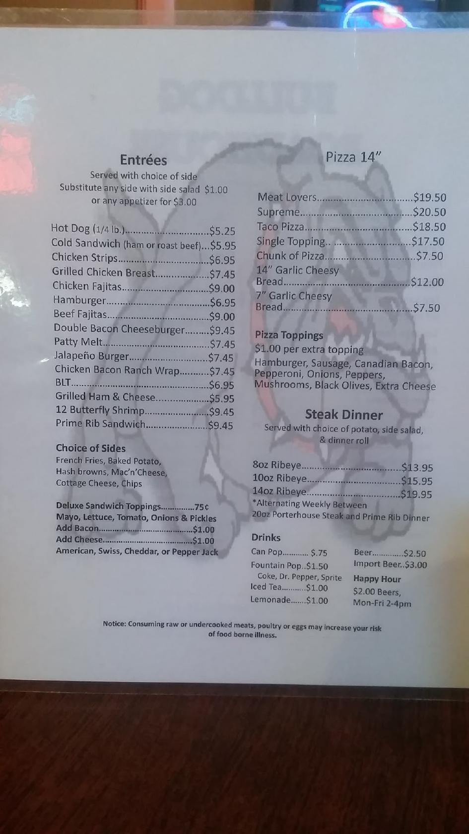 Menu at Bulldog Roadhouse pub & bar, Bradshaw