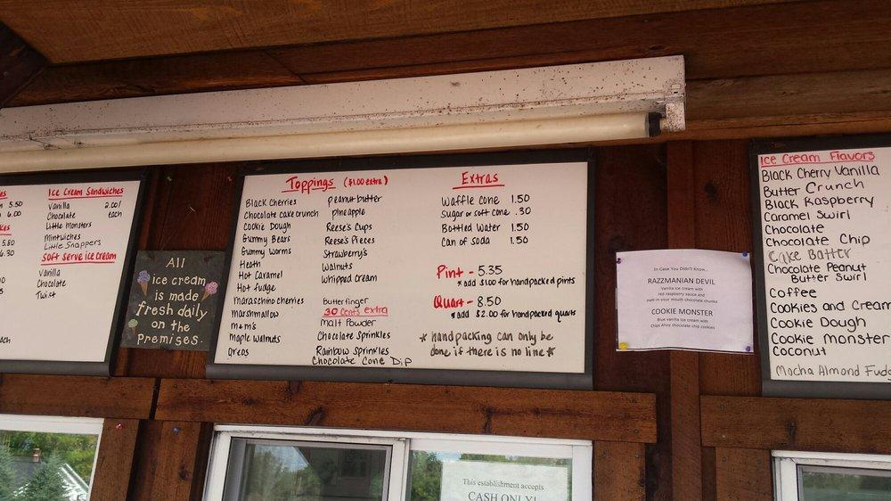 Menu at Rich Farm Ice Cream Shop restaurant, Oxford