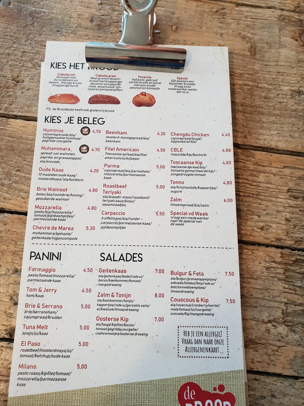 Menu At De Broodbode Oldenzaal, Oldenzaal