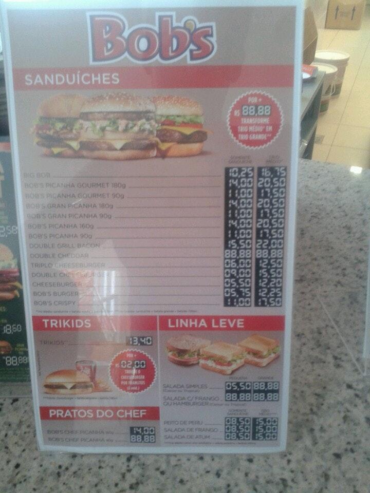 Bob's Shakes - Shopping Parnaíba cardápio