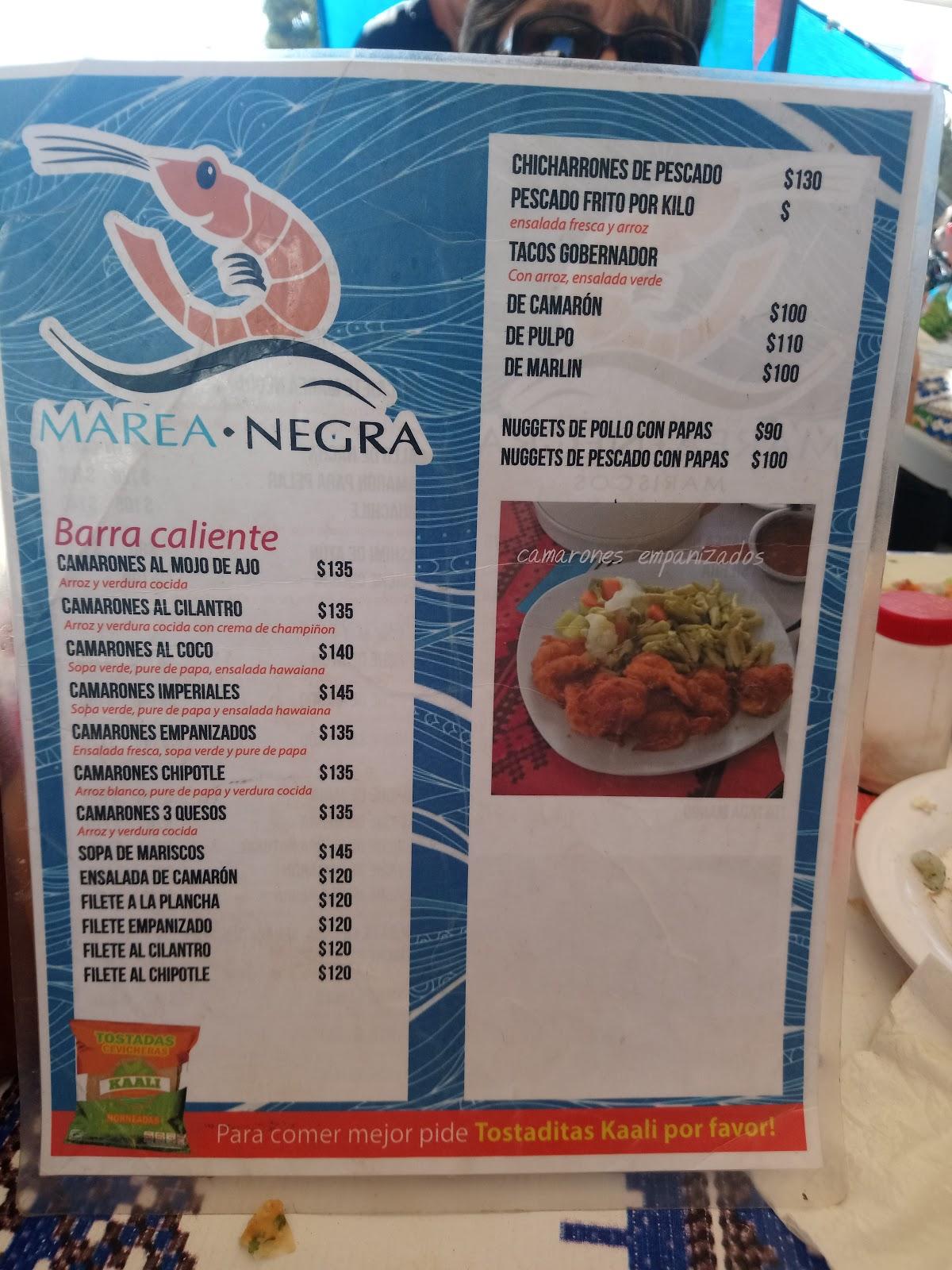 Carta del restaurante Mariscos Marea Negra, Mazatlán