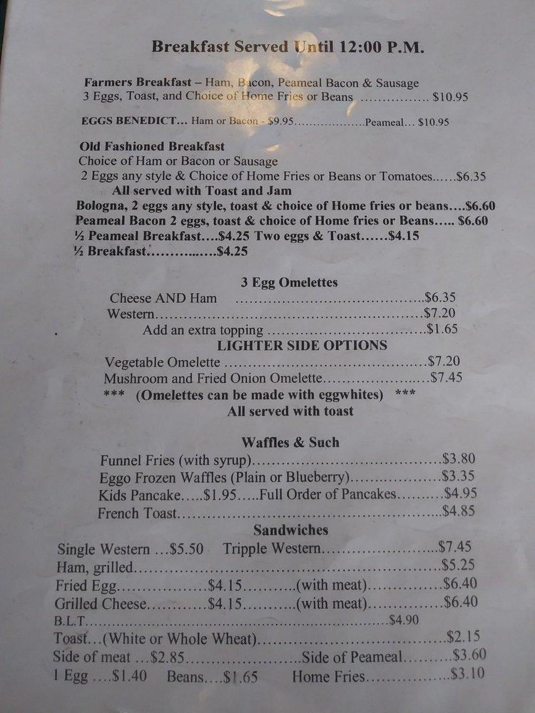 Menu at Barnacle Bill's, Cambridge, 47 Grand Ave S