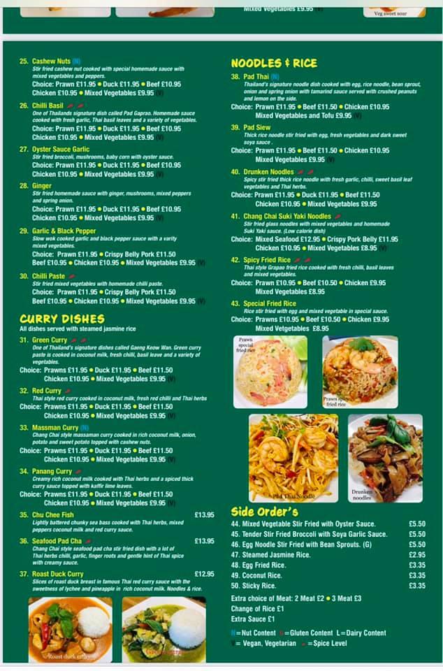 Menu At Chang Chai Thai Kitchen Restaurant Mildenhall   Ref0 Chang Chai Thai Kitchen Menu 