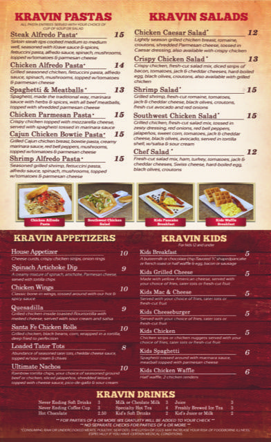 Menu at Krave Restaurant-Bridgeview, Bridgeview