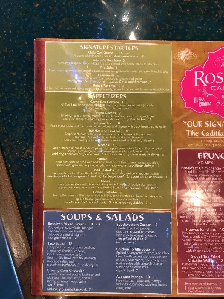 Menu at Rosalita's Cantina pub & bar, Des Peres, Manchester Rd