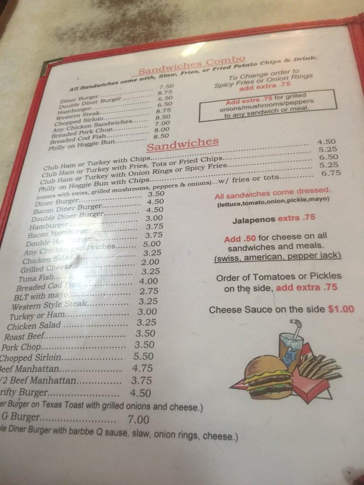 Menu at Dinner Diner restaurant, Fordsville