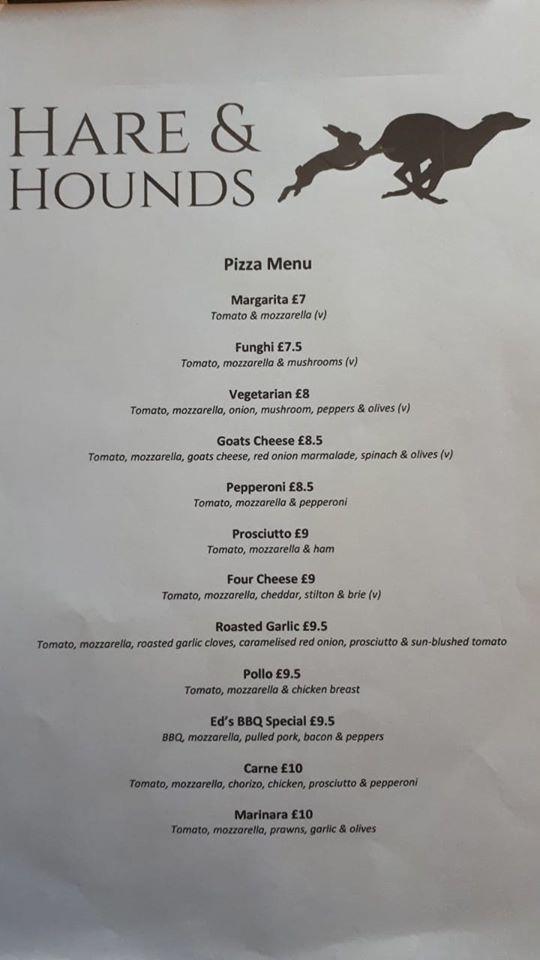 Menu at Hare & Hounds Inn pub & bar, Netherbury, Slape Hill