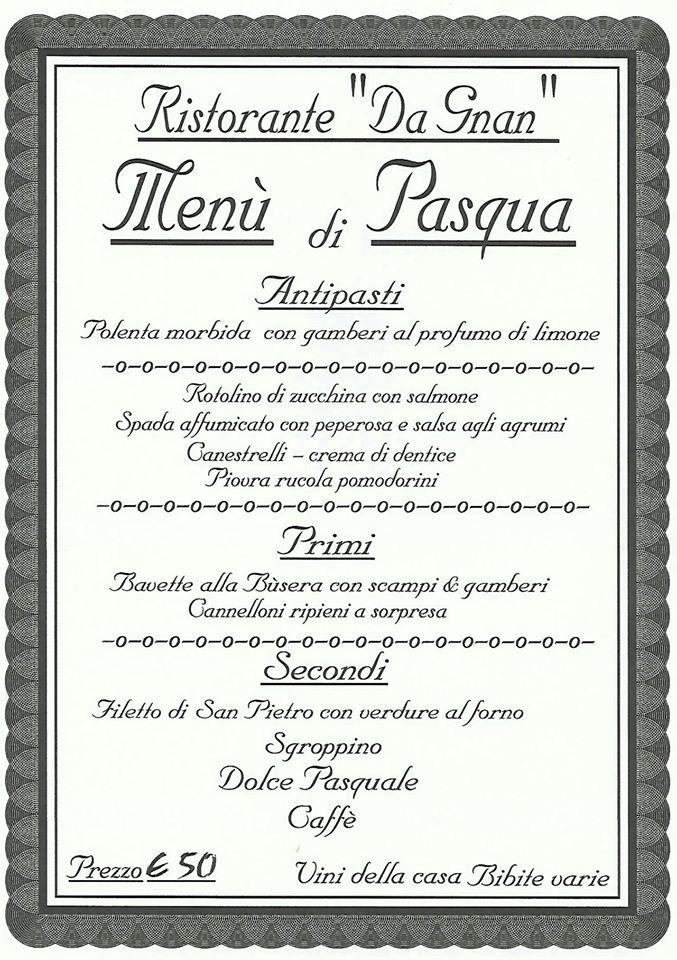 Menu di Da Gnan 
