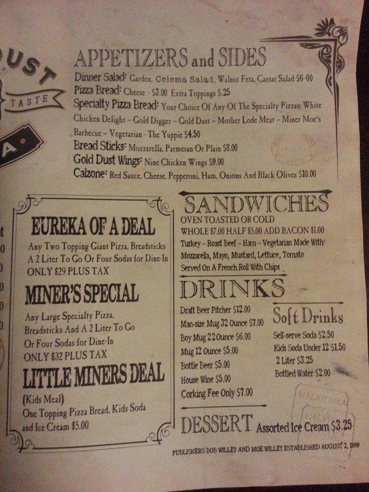Menu at Gold Dust Pizza Oakdale pizzeria, Oakdale
