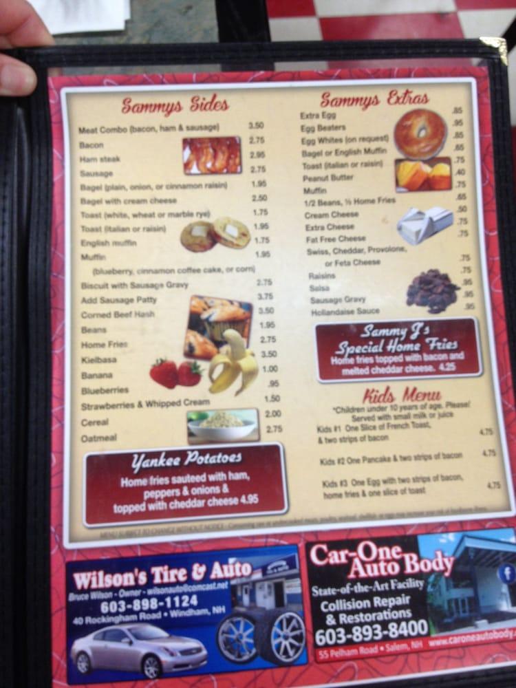 Menu at Sammy J's Breakfast Cafe, Salem