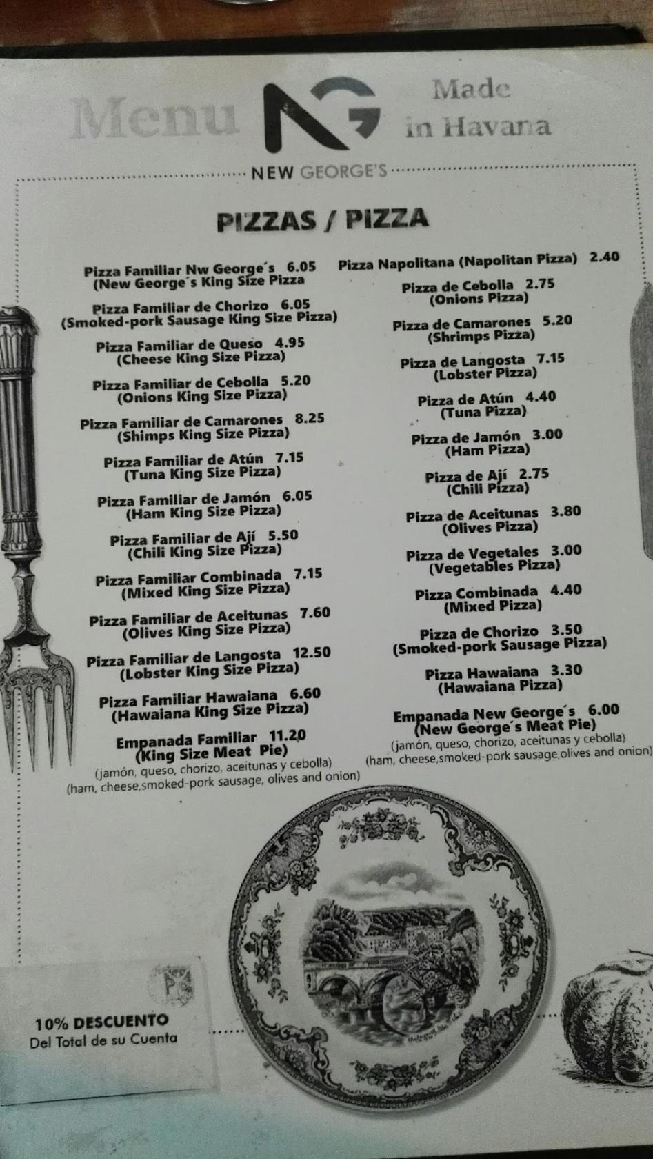 Menu at New restaurant, Havana