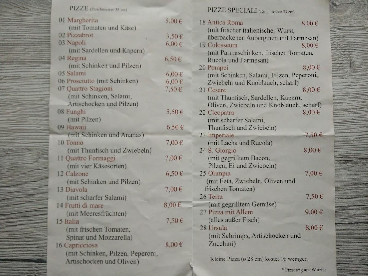 Speisekarte von Antica Roma pizza, Schongau