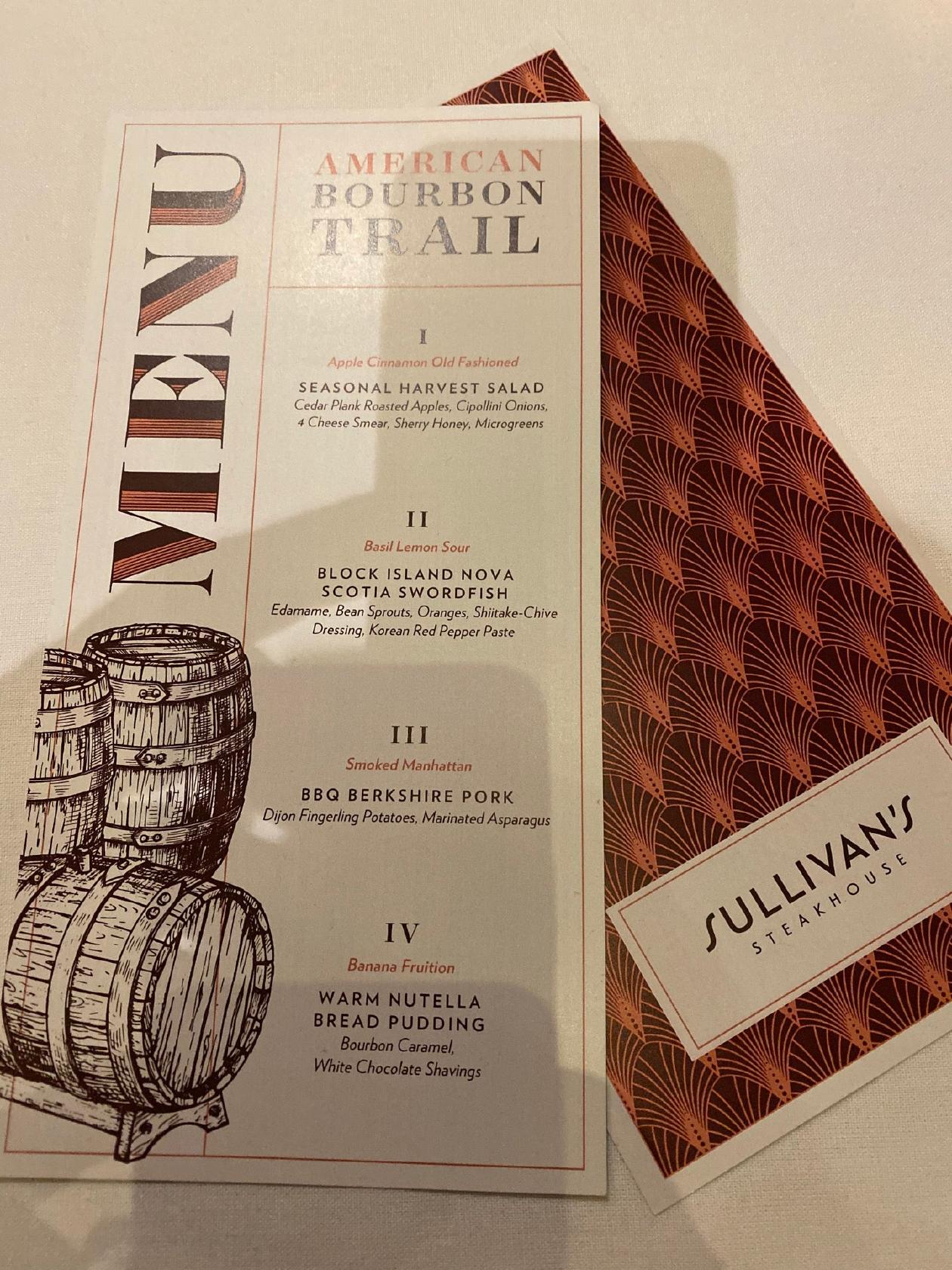 Menu at Sullivan's Steakhouse, Palm Desert