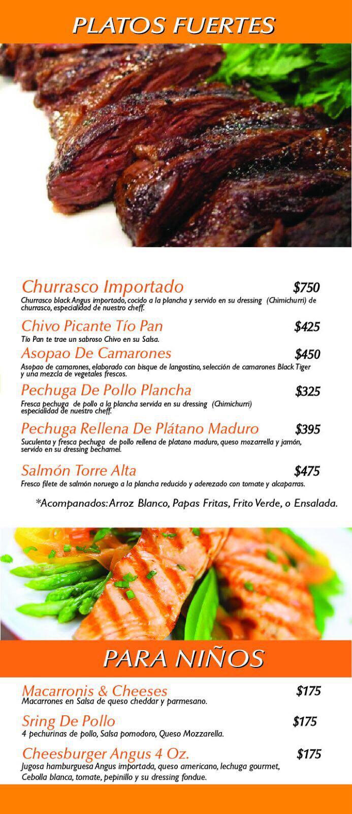Carta de Tio Pan Restaurante, Puerto Plata