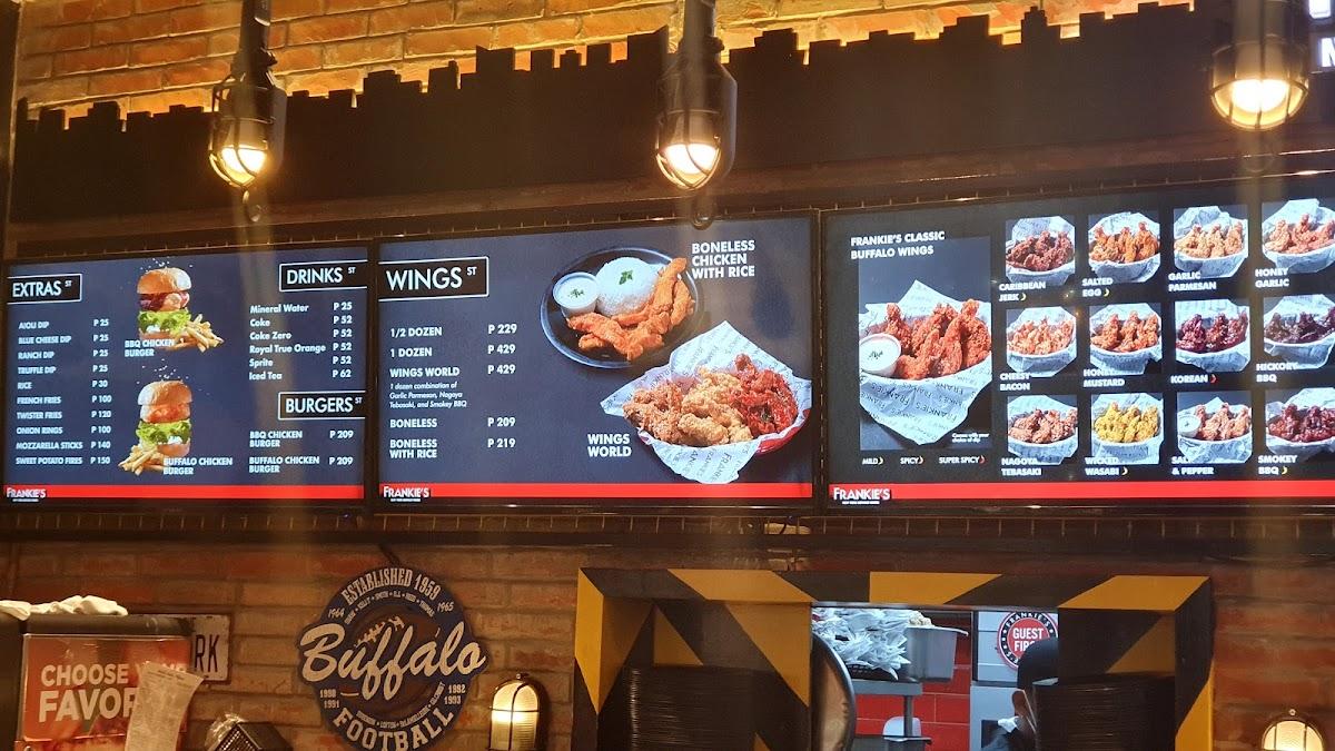 Carta del restaurante Frankie's New York Buffalo Wings SM Megamall