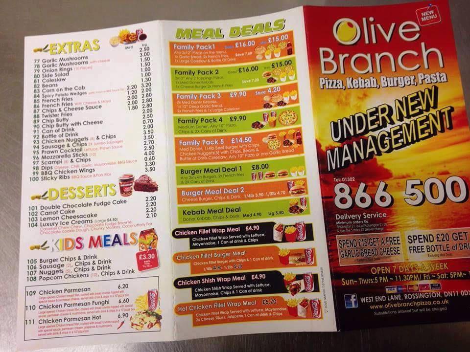 Menu at Olive Branch / Rossington restaurant, England