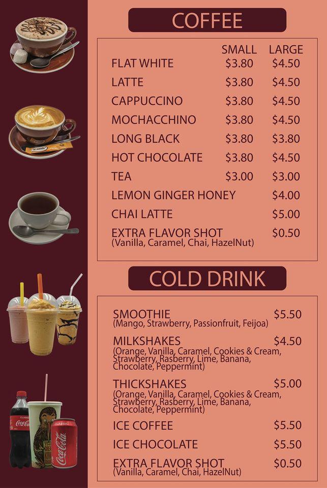 Menu at Connoisseur Cakes cafe, Lower Hutt